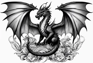 Family of five dragons, Mother with wings spread tattoo idea