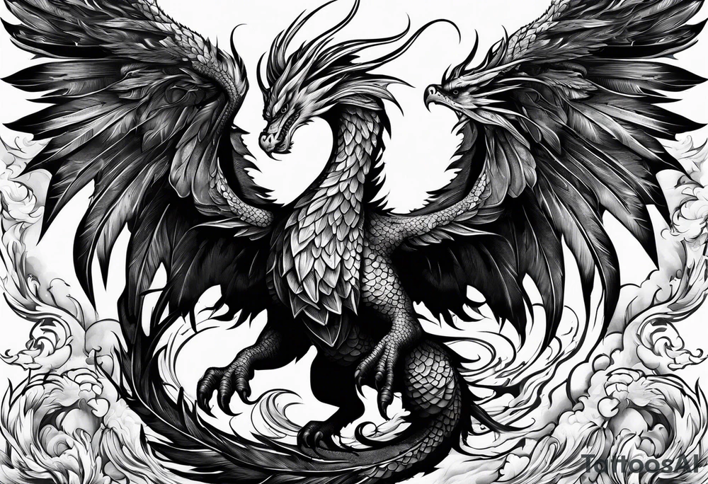 phoenix fighting a medieval
dragon tattoo idea