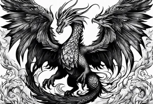 phoenix fighting a medieval
 dragon tattoo idea