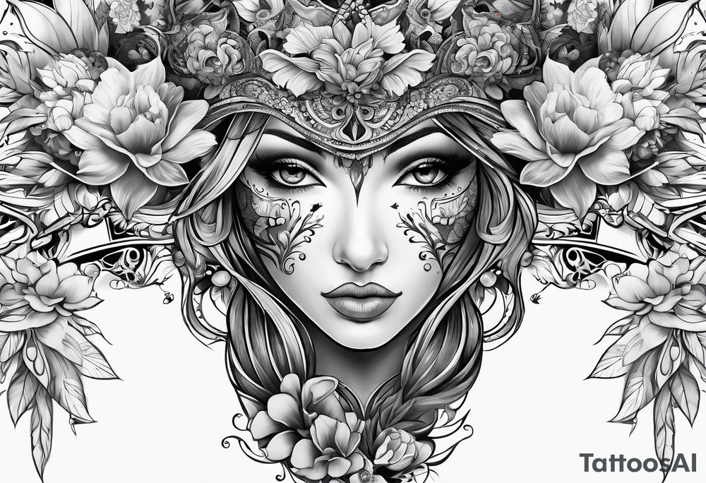 Bird and flowers tattoo idea