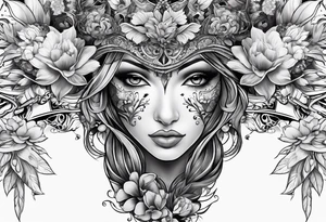 Bird and flowers tattoo idea