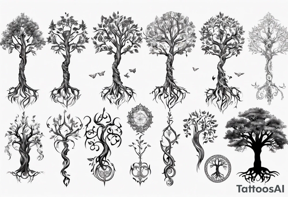 Tree of life long stem tattoo idea