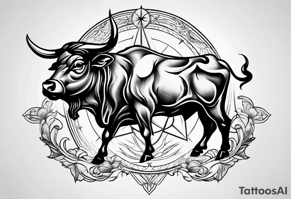 TAURUS BULL COMPASS white background tattoo idea