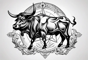 TAURUS BULL COMPASS white background tattoo idea