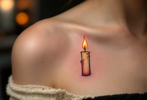 One wears a burning match in red and gold, and the other the lit candle it touches, showing how they ignite each other’s flame. tattoo idea
