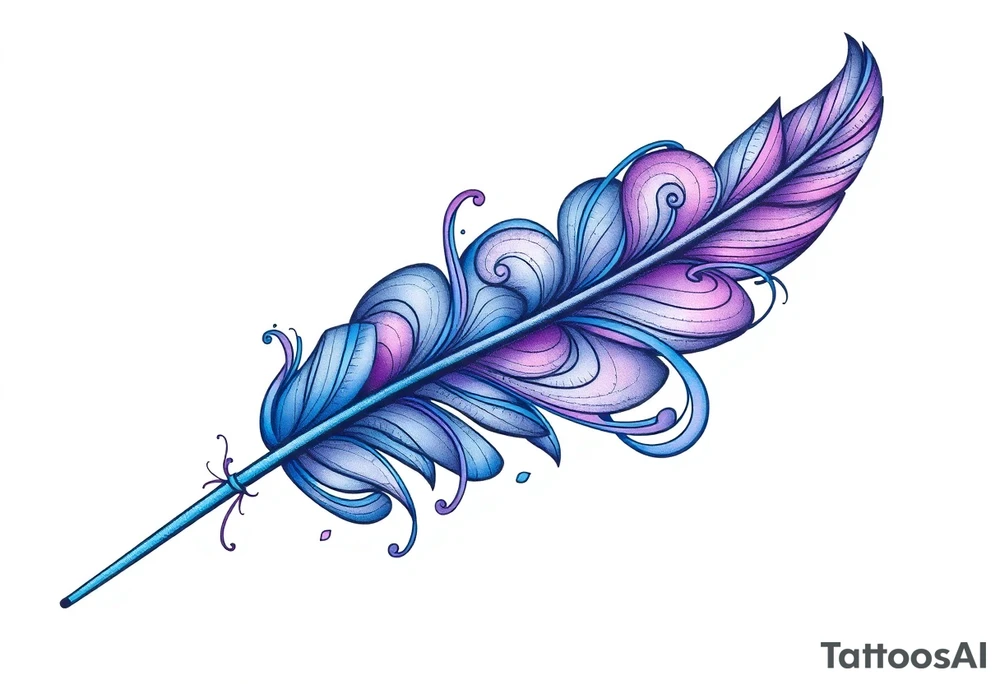 Feather with blue and purple tattoo idea