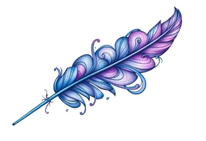 Feather with blue and purple tattoo idea