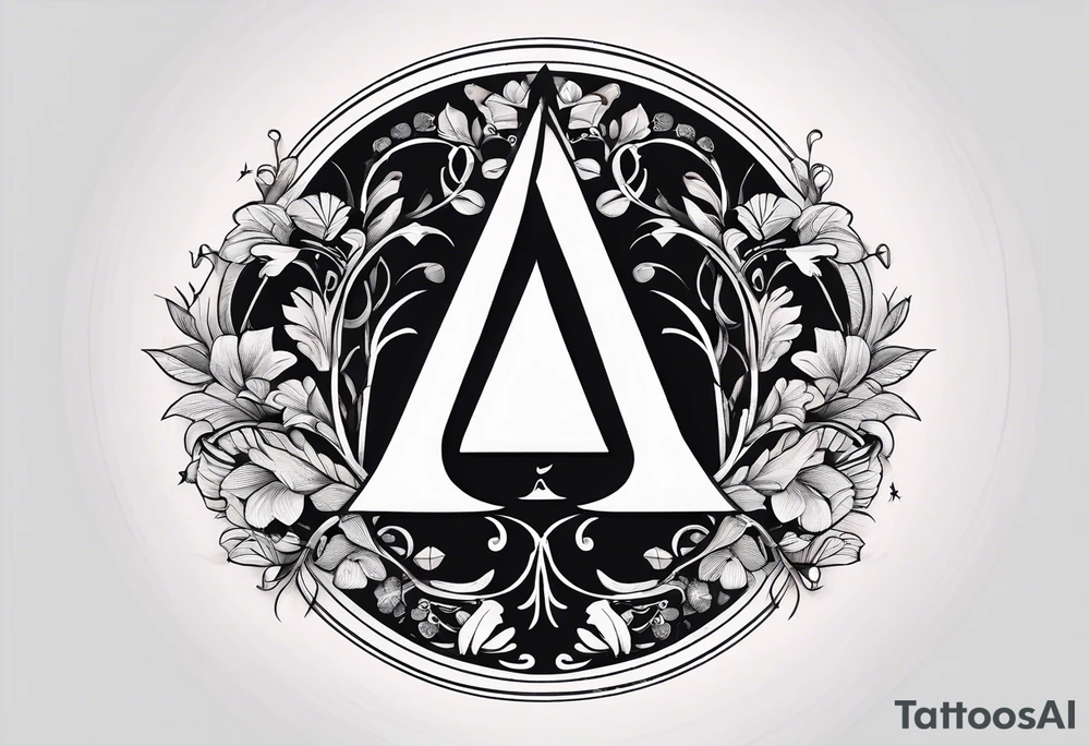 letter delta inside a circle, subtle, girly tattoo idea