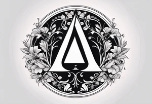 letter delta inside a circle, subtle, girly tattoo idea