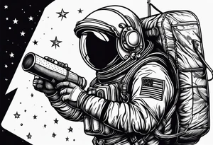 An astronaut holding a stick of dynamite tattoo idea