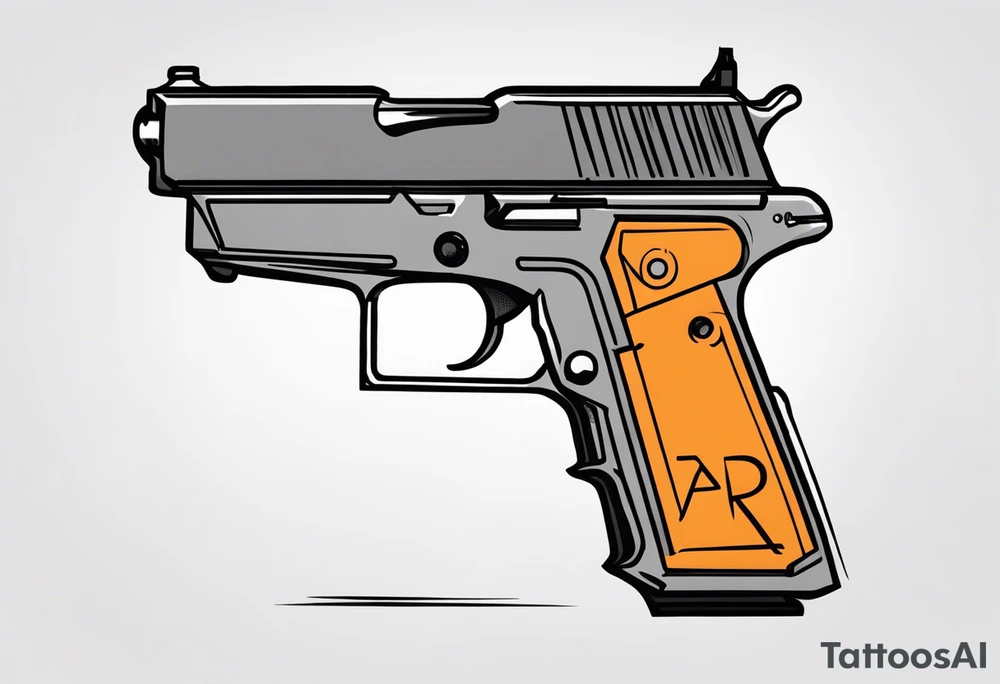 The letters AR with a pistol on each side tattoo idea