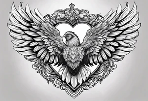 phoenix wings in a heart tattoo idea