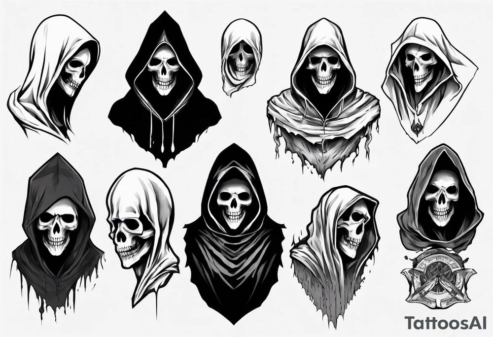 hooded reaper upper body no face tattoo idea