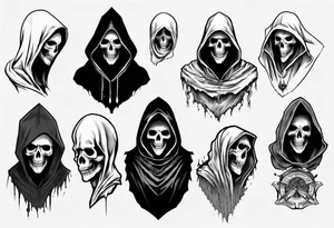 hooded reaper upper body no face tattoo idea