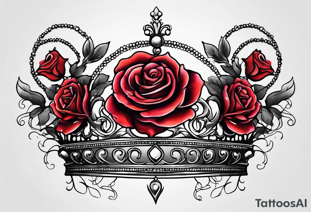 the rose queen's crown with a heart tattoo idea