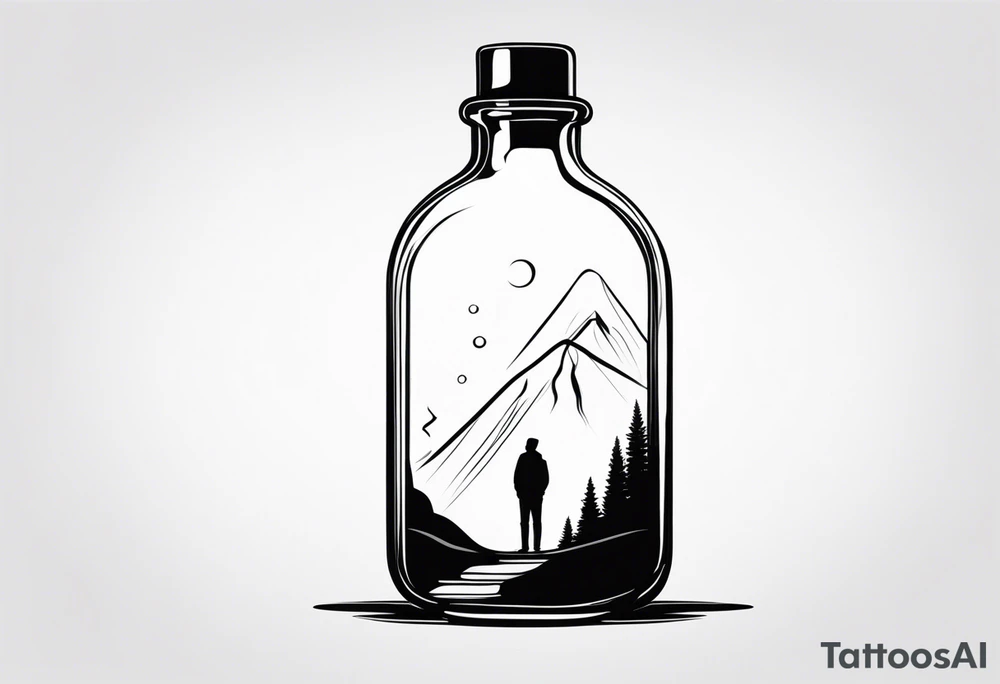 MAN IN BOTTLE tattoo idea