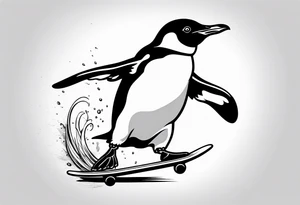 Fat penguin doing a kickflip tattoo idea