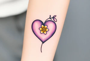 simple with Purple Hearts with yellow daisy. tattoo idea