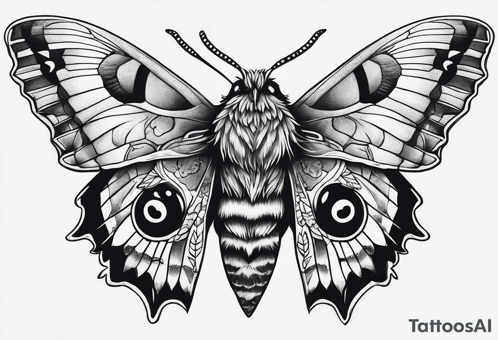 Dead head moth with owl eyes tattoo idea
