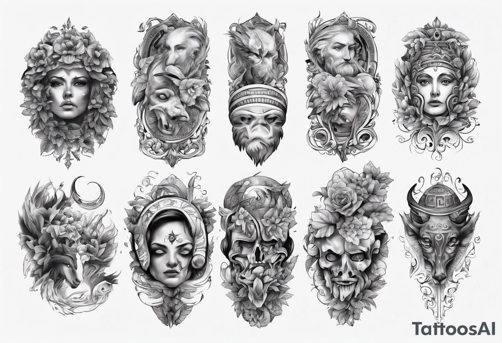greek full sleeve tattoo idea