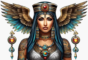 Isis (top center): With wings and the sun disc on her head, holding the ankh.
arm tatto tattoo idea
