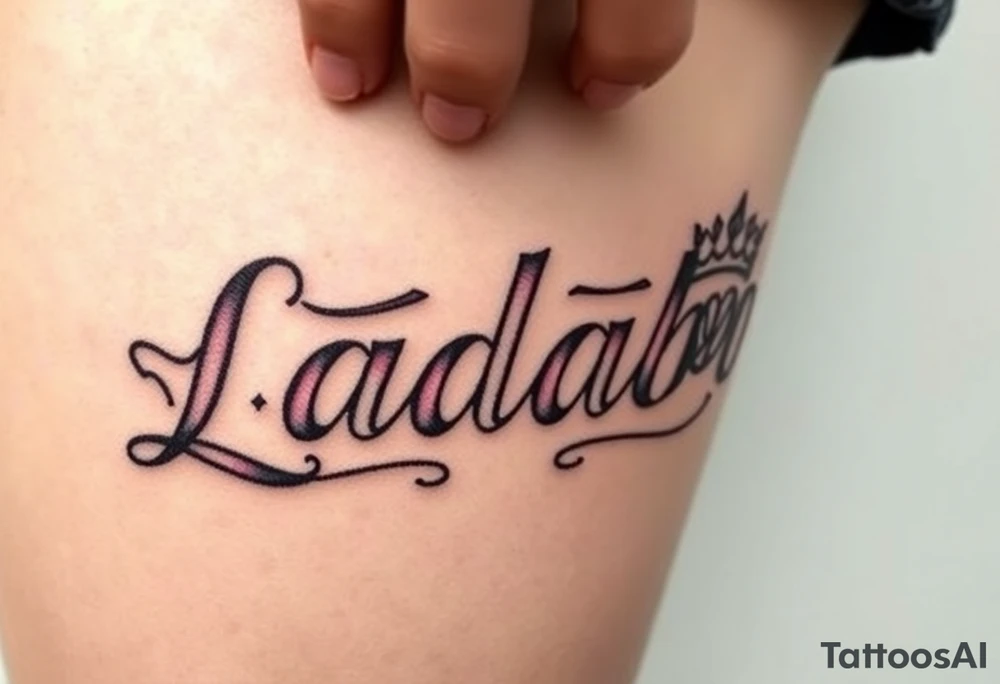 the name ladaboo with a crown and a diamond tattoo idea