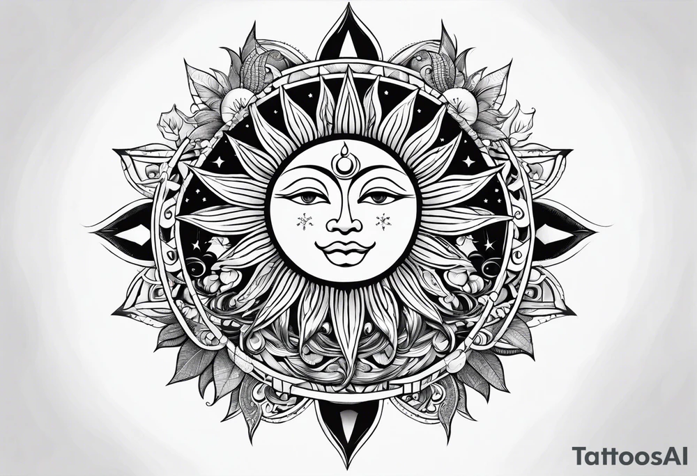 Moon and sun 2000 and 1976 tattoo idea