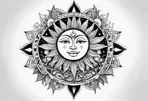 Moon and sun 2000 and 1976 tattoo idea
