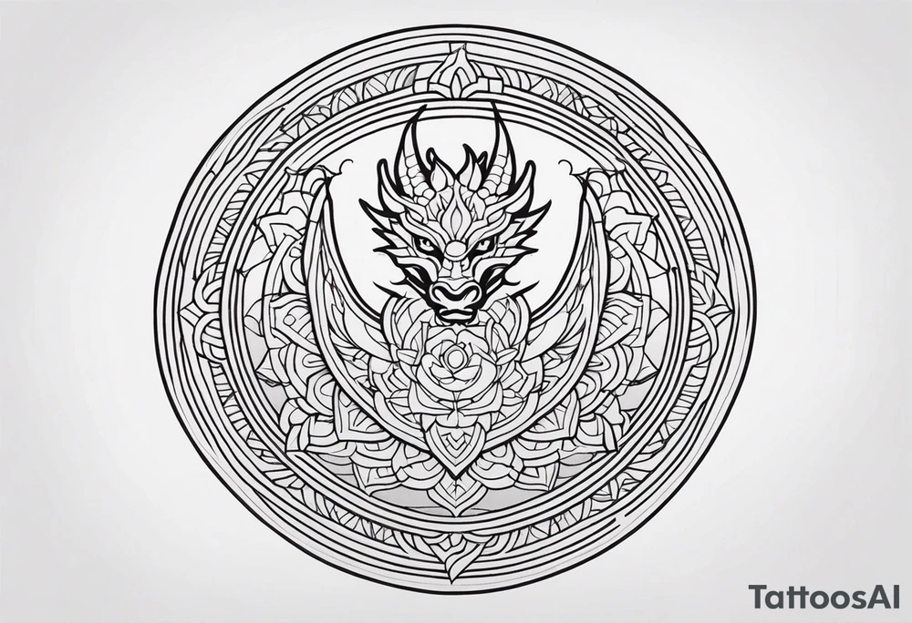 Dragon outside Mandala tattoo idea