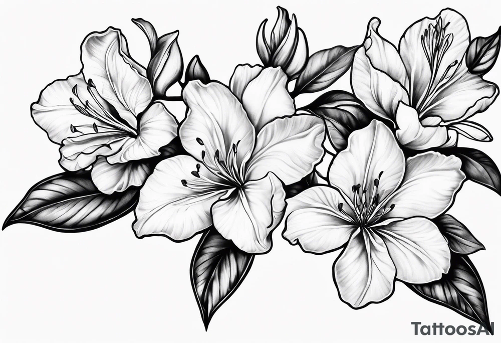5-petal azaleas along a long branch tattoo idea