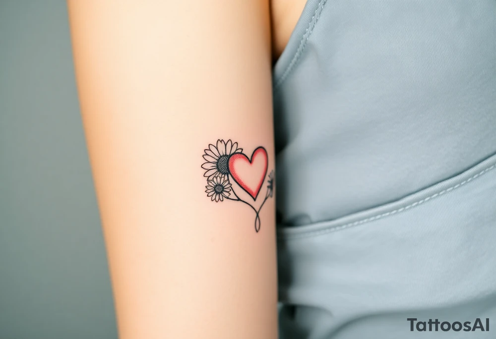Daisies and heart tattoo idea