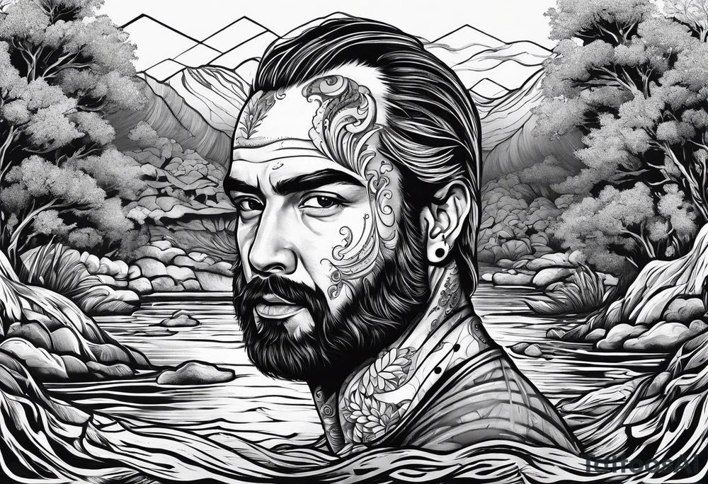 man with multiple voices in his head turning into a river tattoo idea man with multiple voices in his head turning into a river tattoo idea