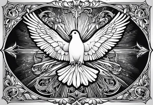Dove in rays of light tattoo idea