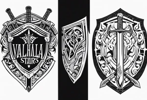 Valhalla Stairs sword shield axe armour tattoo idea