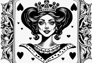 smiling queen of hearts casting a shadow that is sad tattoo idea