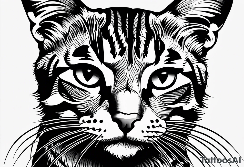 I need a tatto which will look like a pattern on the top of the head of tabby cats tattoo idea