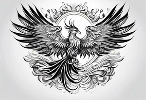 lite flowing phoenix with gold and white on tail For male tattoo idea
