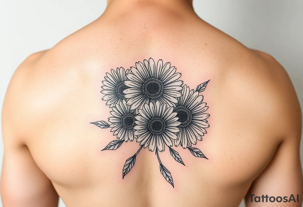 Gerber daisys wrap around wrist to cross on forearm with rich color tattoo idea