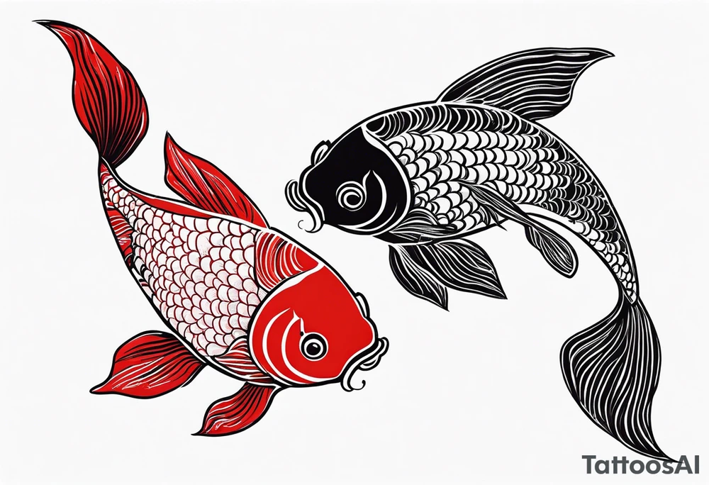 2 red koi fishes tattoo idea