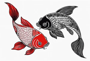 2 red koi fishes tattoo idea