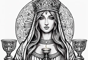 Female saint holding a chalice tattoo idea