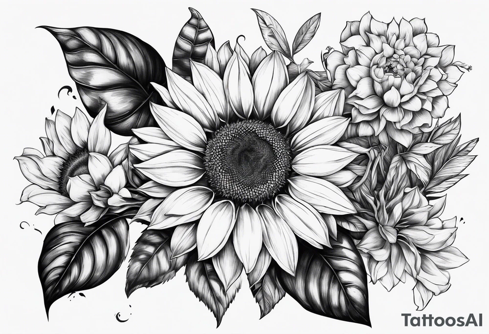 Tournesol,  Fleur roses , Caméra, wave, palmier tattoo idea