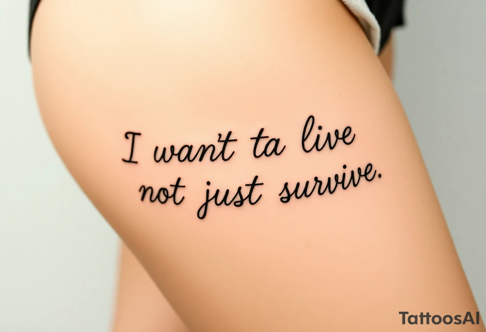I wan't to live, not just survive in cursive tattoo idea