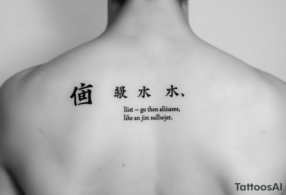 "Text tattoo: 'С' on top skin layer, 'М' on bottom, between them—list of aliases in tiny font. Like a literary sandwich." tattoo idea