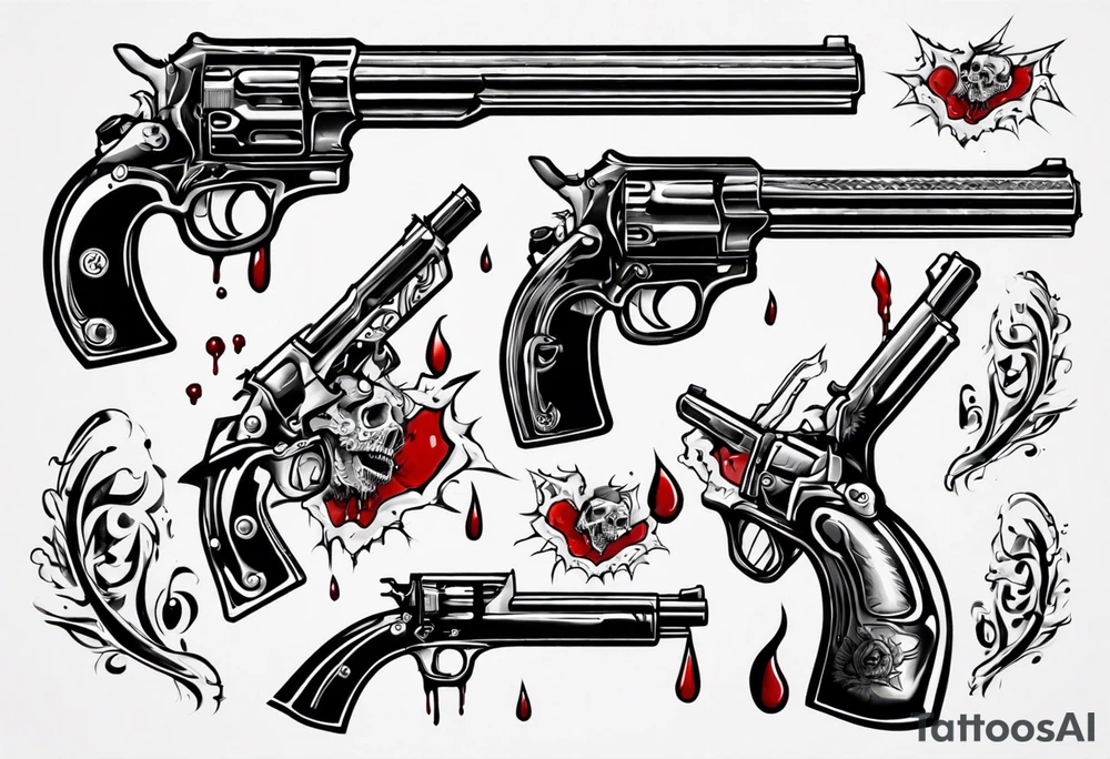 gun with blood tattoo idea
