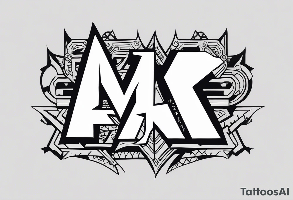 the letters A R in the middle of a ninja headband tattoo idea