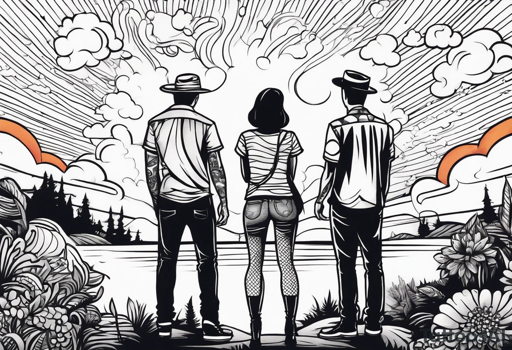 Two people stand above two people they had just shot tattoo idea