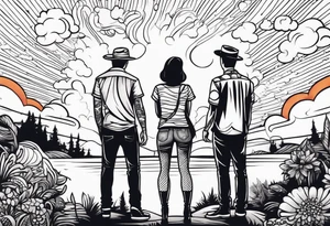 Two people stand above two people they had just shot tattoo idea
