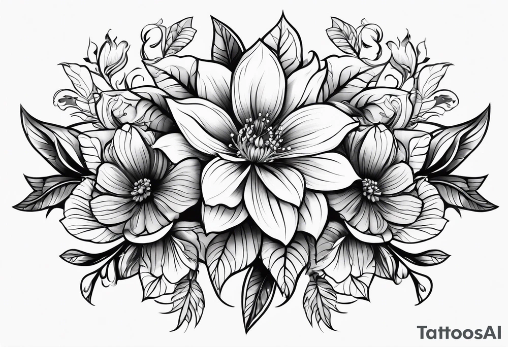 ornaments of flowers tattoo idea