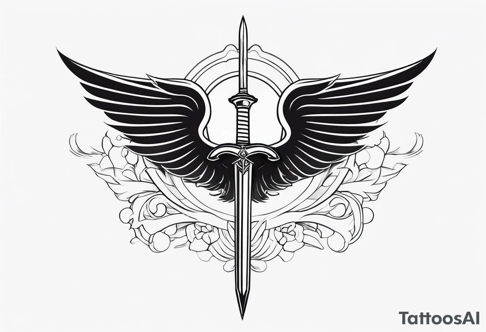 anjo com uma espada tattoo idea